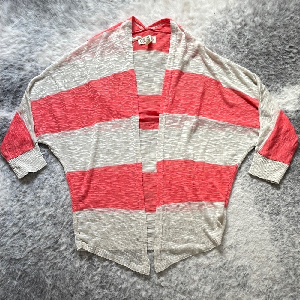 🔥4/$20 Pink Rose Striped Cardigan